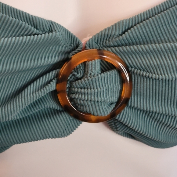 Shade & Shore Mini ribbed bandeau bikini top Green Size 36 DD - Picture 4 of 11